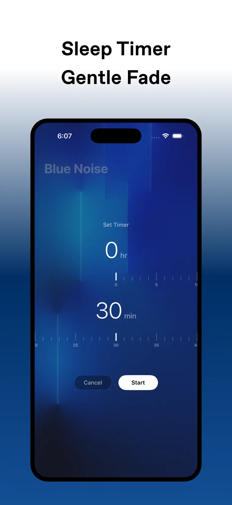 LightNoise timer and control interface over a soft light field.